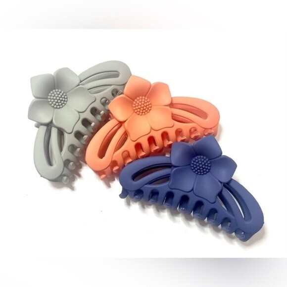 Accessories - THREE LARGE Matte Boho Minimalist Large Flower Hair Clip​​